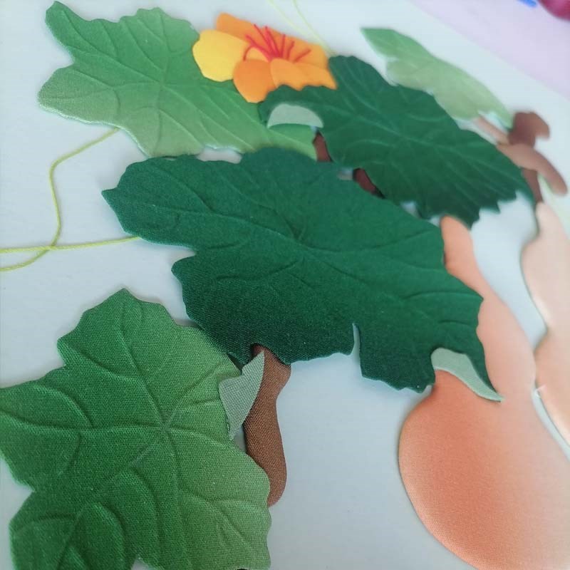 非遗8K/A3布贴画葫芦国风布艺堆绣贴画材料DIY材料包 丝绫堆绣