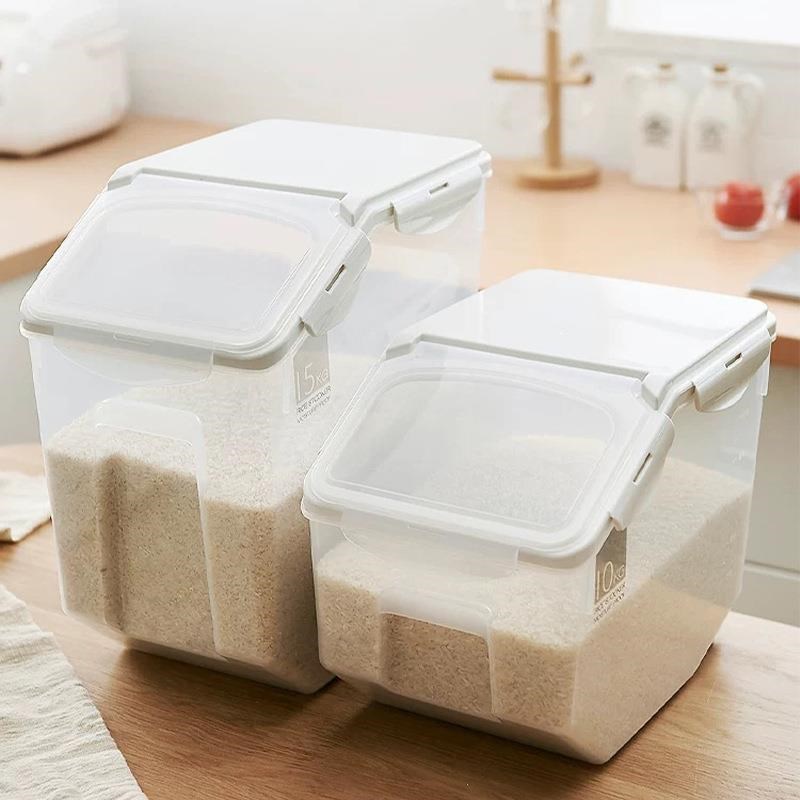 日式厨房家用米桶10kg塑料储米箱20斤密封米缸防虫防潮加厚面粉桶