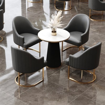 售楼处美容院洽谈单人沙发椅商务酒店大堂休息区接待桌椅茶几组合