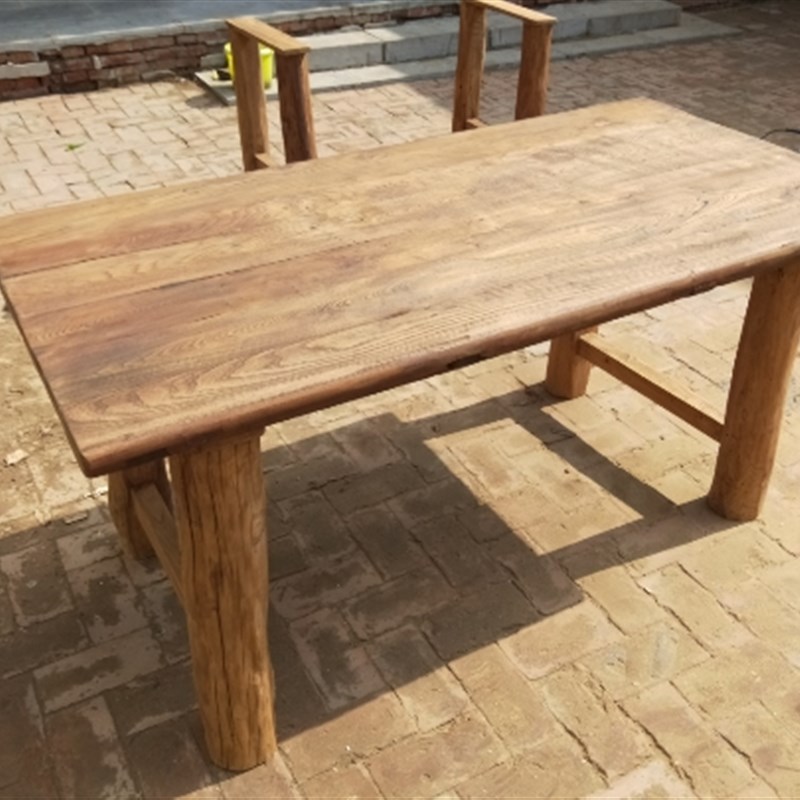 老榆木板整张旧门板复古桌子吧台板原木实木茶桌风化木板材料定制