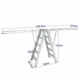 双企晾衣架翼型落地家用梯子加厚铝合金折叠梯子多功能晾衣梯子两