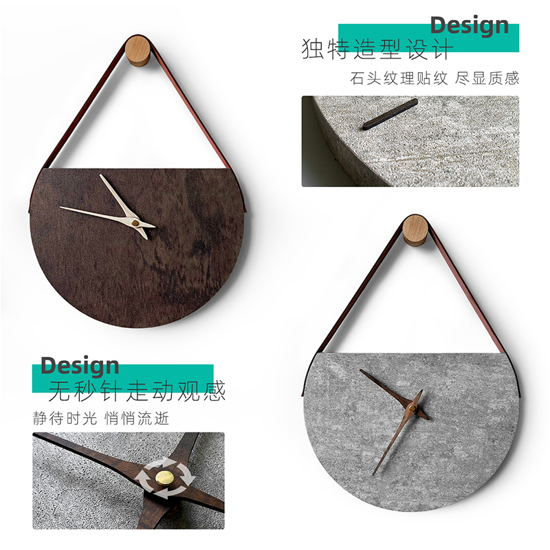 极简石纹挂钟简约现代客厅家用时钟挂墙2022新款北欧个性钟表静音