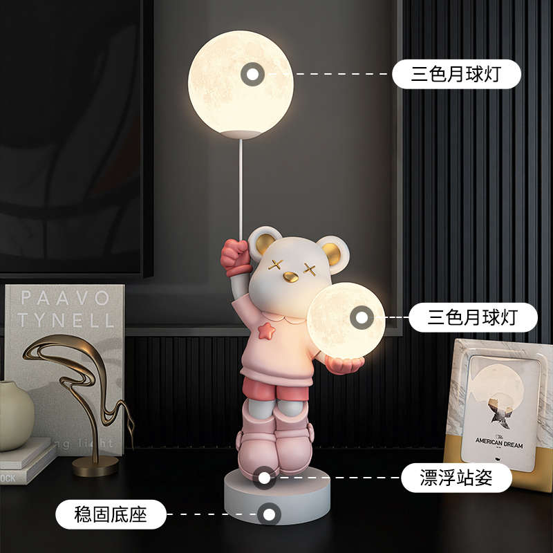 夜乔迁灯送礼红暴熊玄关摆件电视柜桌面装饰品床头柜网力卧室客厅