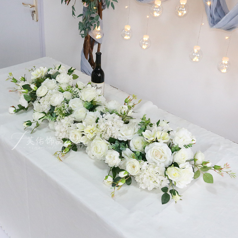 餐厅宴会桌面长桌摆花仿真长花排花艺酒店摄影橱窗影楼婚庆绢花