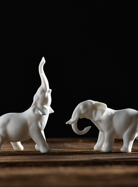 创意陶瓷动物大象小摆件家居园艺花盆沙盘DIY微景观造景装饰配件