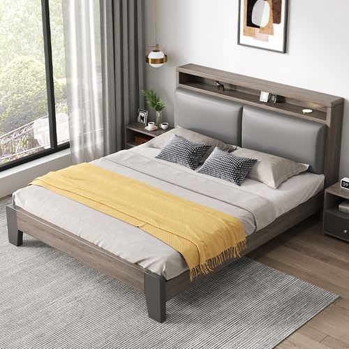 床实木床简约现代双人床软包床1米8床主卧高端大气1.5米单人床架