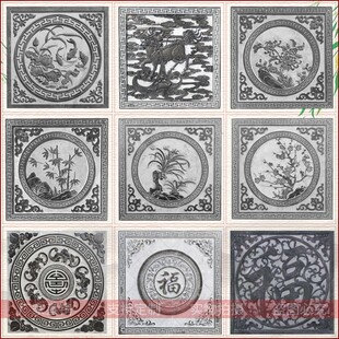 石雕浮雕壁画地雕定制青石仿古镂空窗花福字大理石背景墙围墙装饰