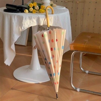 多巴胺港式波点雨伞大号高货加大高级感抗风16骨防风女彩胶长柄伞