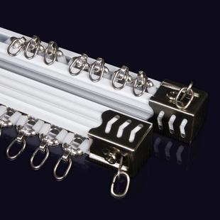 侧装 窗帘轨道纳米静音顶装 单轨双轨穿帘直轨弯轨道加厚铝合金导轨