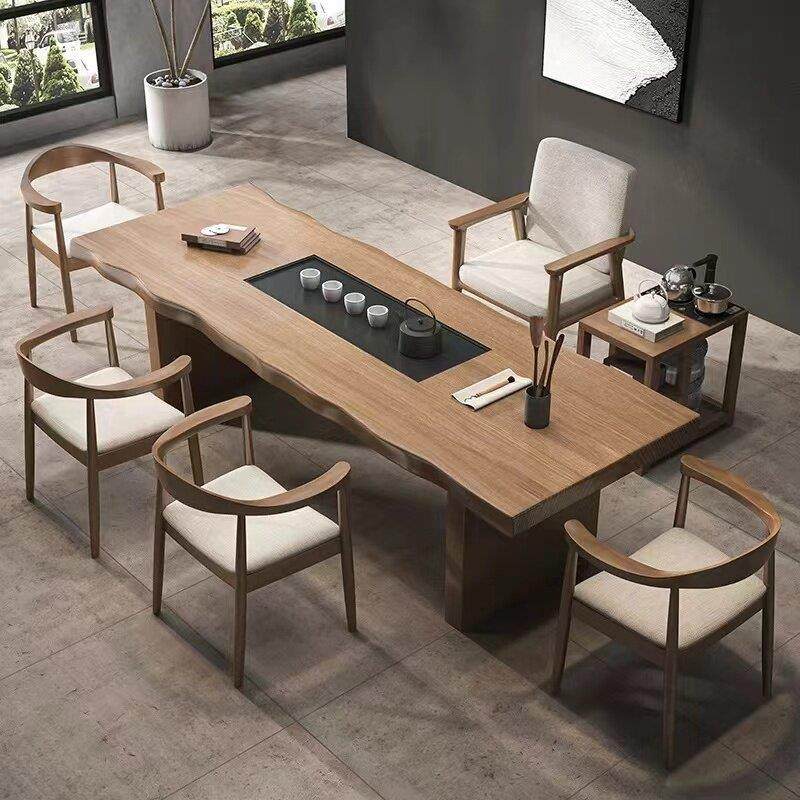 现代简约实木茶桌茶盘一体泡茶桌椅组合新中式轻奢家用茶台大板桌,住宅家具,家用茶台/茶桌,淘宝优惠券,粉丝福利购,淘宝优惠卷