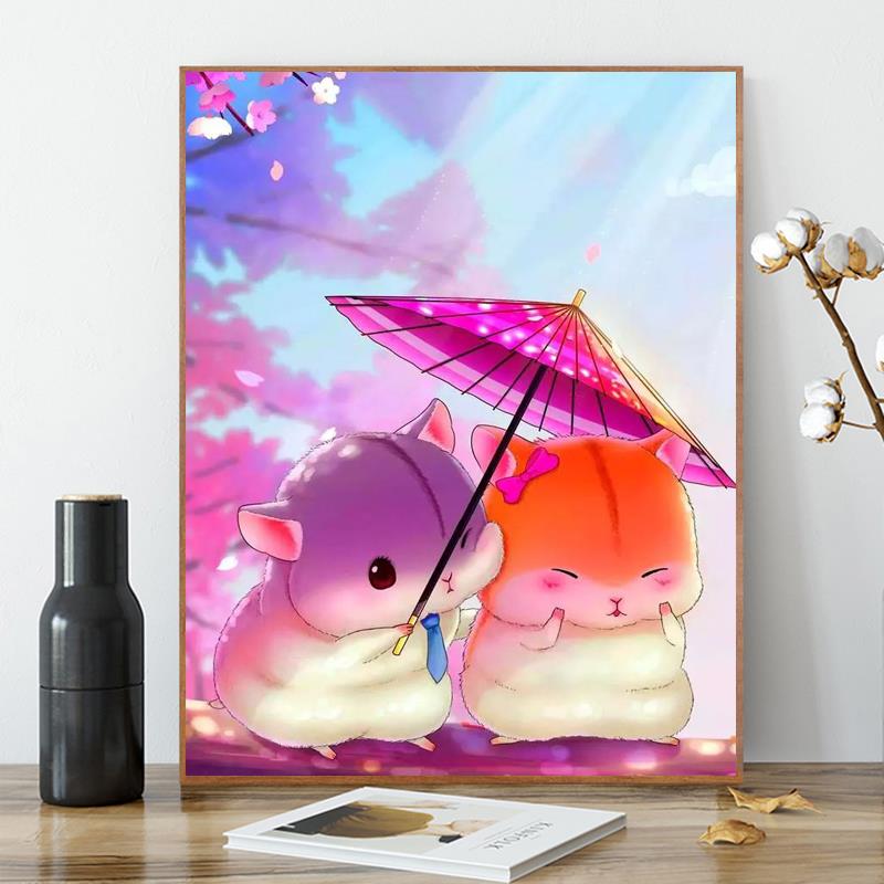 钻石画满钻新款2025动物仓鼠可爱简单小幅温馨情侣5d点贴钻十字绣