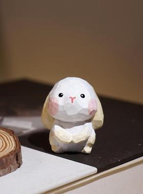 【精品版】卯兔手工木雕小摆件卡通可爱十二生肖系列装饰品礼物