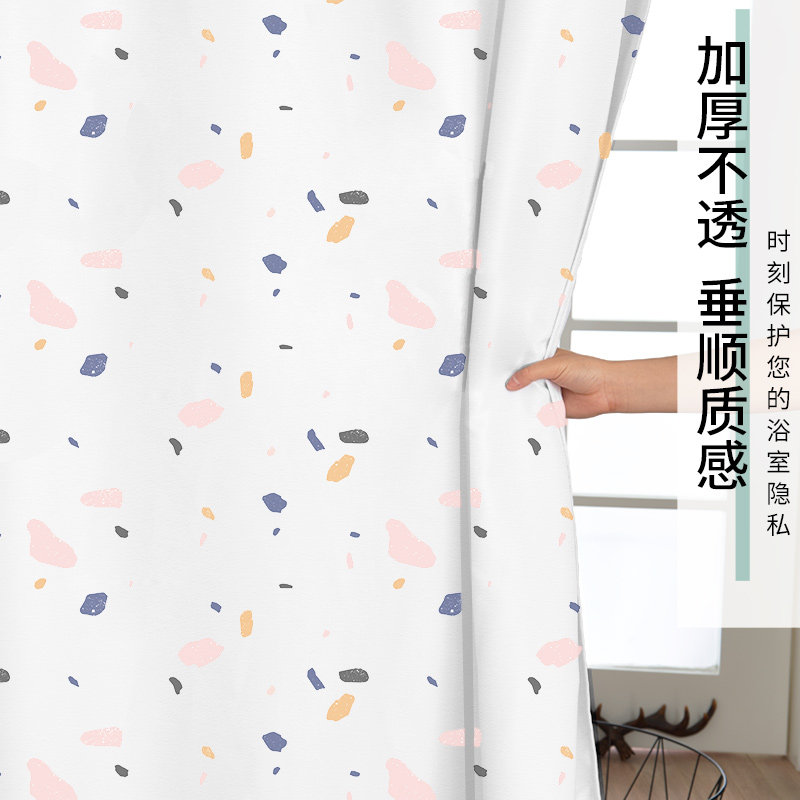 浴室防水浴帘套装免打孔卫生间浴帘防水布淋浴帘防霉日本加厚挂帘