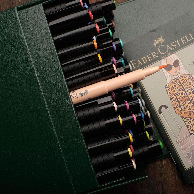 进口辉柏嘉软头水性麦克笔PITT动漫画 画笔美术绘画 画12色24色彩