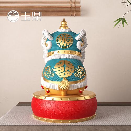醒狮舞狮招财摆件国潮乔迁开业礼品新中式客厅玄关前台办公室摆件