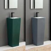 斯堪 纳维亚黑色基座盆陶瓷集成洗手盆方形基座洗手盆小公寓落地