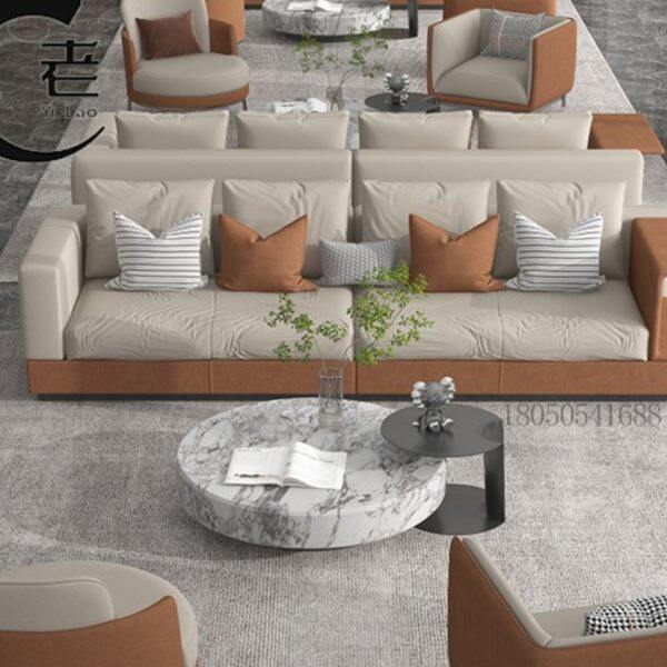 售楼处部洽谈沙发组合现代简约酒店会所大堂接待桌椅会客卡座家具