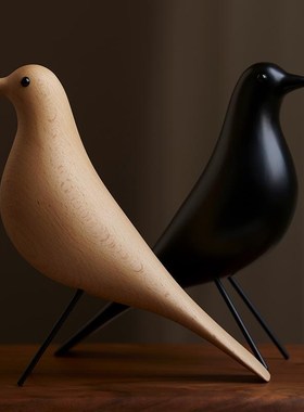 鸽子装饰木质实木鸟样板房软装饰品原木设计师办公室创意书架摆件