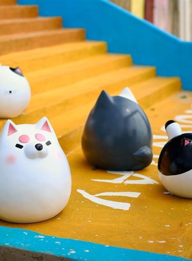 网红卡通猫狗雕塑幼儿园商场民宿玻璃钢动物景观摆件草坪美陈装饰