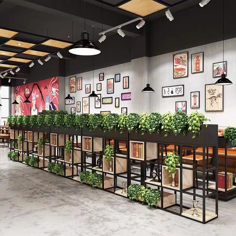 现代多层隔板花架架客厅货架置落地艺隔断屏风简约餐厅物铁展示架
