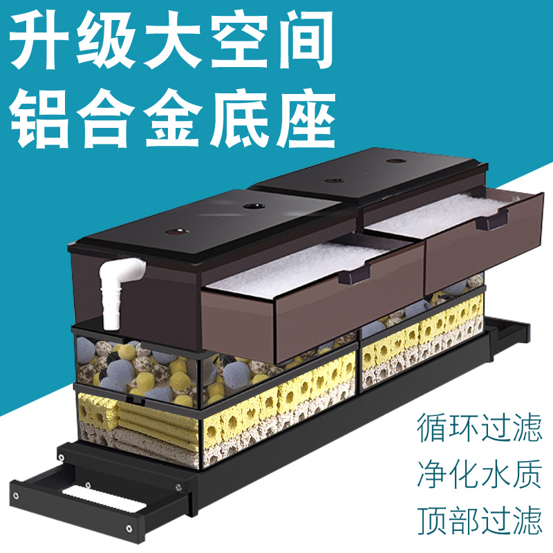 铝合金加大款存水滴流盒净水过滤器中大鱼缸鱼池外置循环过滤系统