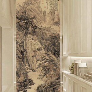 国画印橙小高装饰画图竖款山画芯大精品山水制布湖定制尺寸沈周庐