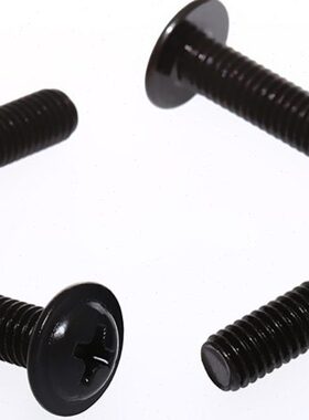 圆头*国标M3垫5黑色丝铁带带机6头槽.介20MP介盘W-镀镍/十字机带