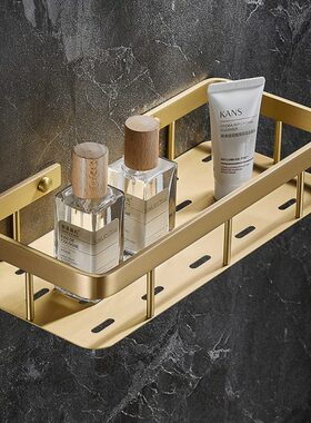 收纳架型浴室置物架全铜卫生间式北欧风轻奢北欧长打孔转角方壁挂