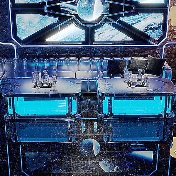 现货KTV酒吧发光茶几不锈钢钢化玻璃岩板台包厢卡座大厅端桌子,商业/办公家具,酒吧桌,淘宝优惠券,粉丝福利购,淘宝优惠卷