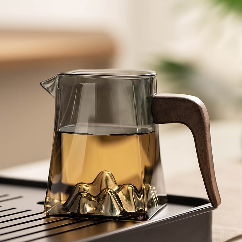 玻璃公道杯高档茶漏一体公杯耐高温加厚大容量茶海分茶器茶具配件