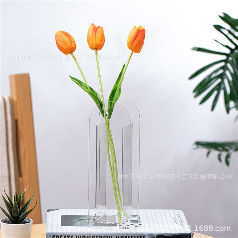 艺术家居装饰简约北亚克花瓶摆件欧风器彩色几何客厅力插花样板房