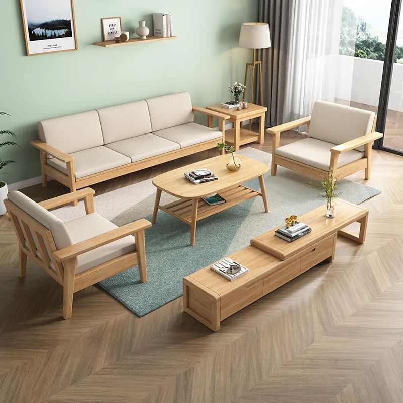 北欧冬夏两用全实木沙发简约现代中小户型经济实用型客厅家具