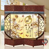 藤编布艺屏风隔断折叠酒店养生茶馆客厅办公防水玄关中式 折屏座屏
