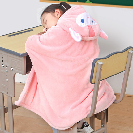 冬季教室毯子午睡毯秋冬小学生儿童专用学校披肩毛毯初中加厚斗篷