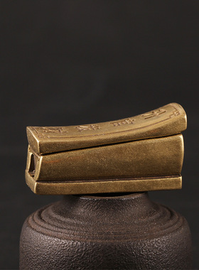 纯黄铜复古法手工匠作旧典藏国风艺术雕刻棺材摆件文玩迷你手把件