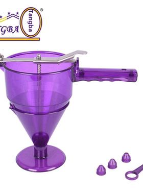 紫色挤料器PC塑料带刻度烘焙蛋糕漏斗孔眼4/6/8mm章鱼小丸子工具