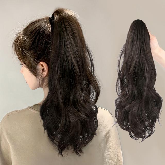 大波浪抓夹马尾隐形无痕高颅顶