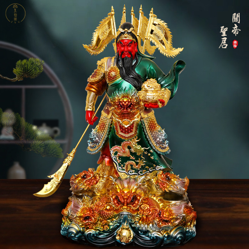 2025彩绘关羽关公像武财神爷家居客厅招财镇宅树脂关二爷桌面摆件
