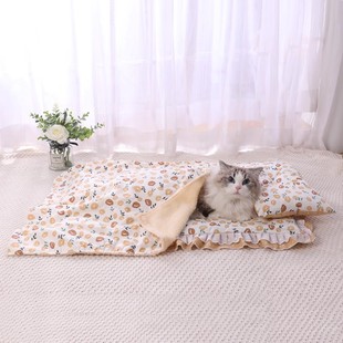 通用 宠物三件套猫窝睡垫毯子猫咪被子猫用小枕头狗垫子可拆洗四季
