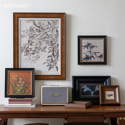 中古风画框空框装裱复古油画装饰外框实木边框条定制尺寸拼图相框