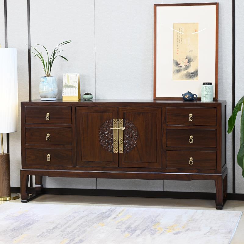 新中式玄关柜正对门长条柜全实木沙发靠背柜饭厅边柜老榆木客厅柜