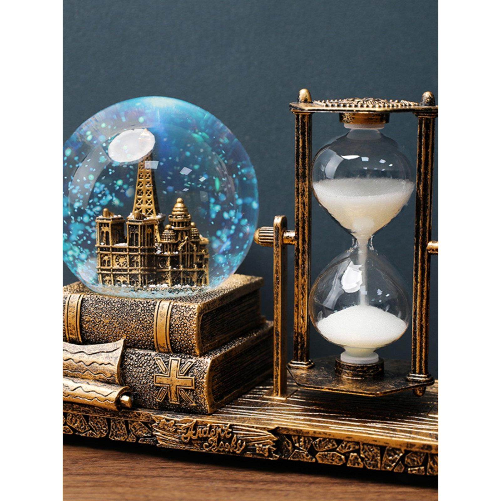 家居装饰覆古水晶球沙漏计时器客厅艾菲尔铁塔创意装饰新年礼物,家居饰品,装饰摆件,淘宝优惠券,粉丝福利购,淘宝优惠卷