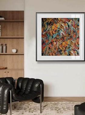 彩色波洛克线条抽象艺术装饰画客厅玄关创意个性高级感轻奢挂画