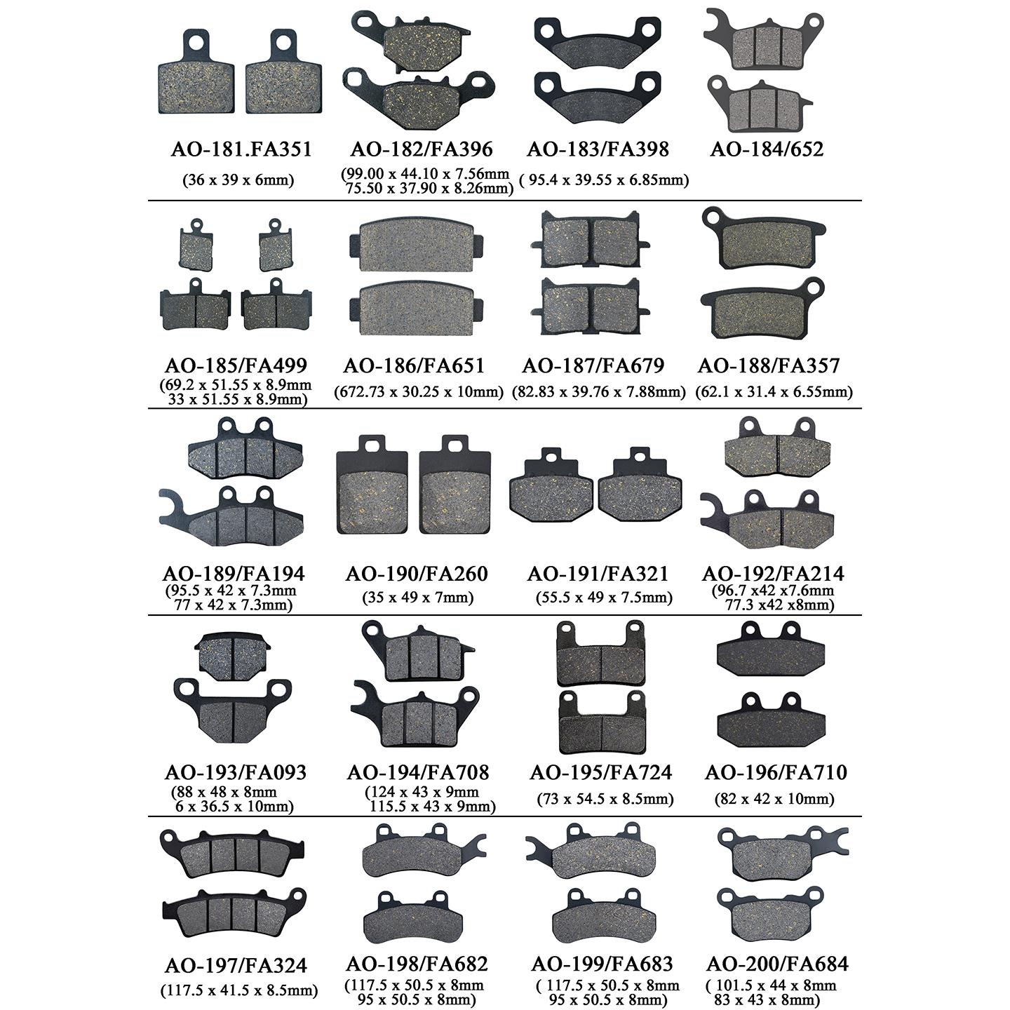适配FA93/214/357/679/499/398/474/700/82/298/348355前后煞车片