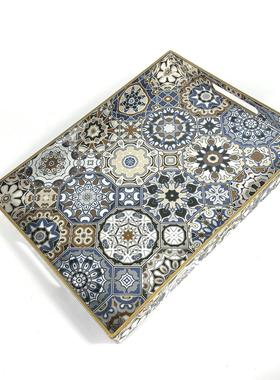 装饰托盘北欧轻奢风托盘长方形家用客厅茶几收纳零食糖果点心盘子