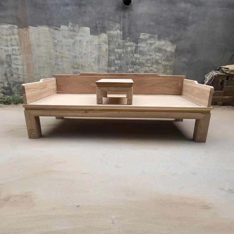 罗汉床实木新中式老榆木小户型客厅沙发榻白茬白胚坯免漆禅意家俱