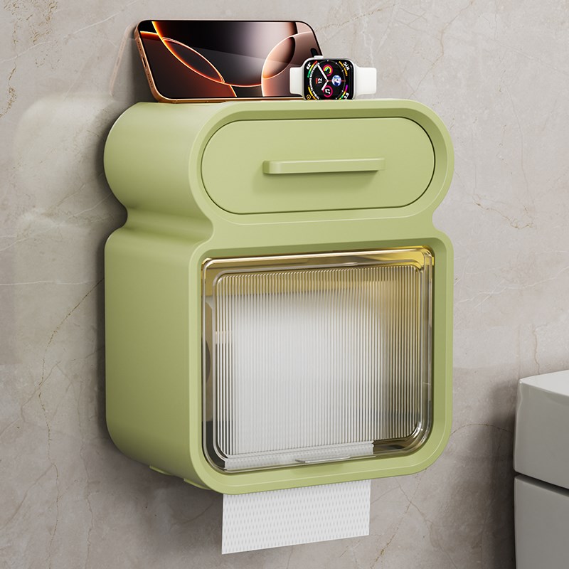 卫生间厕纸盒壁挂式免打孔防水厕所抽G纸盒卫生纸卷纸置物架纸巾