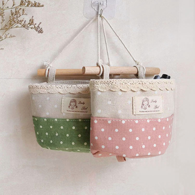 多层蕾丝棉麻加厚杂物袋布艺收纳袋壁F挂袋挂墙门后储物袋单个挂
