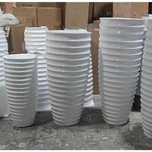 落地螺纹氧化镁玻璃钢组合花盆酒店宾馆商场大厅插花花瓶装饰品