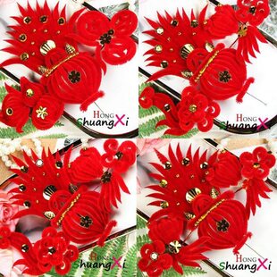 加大头花多奶奶头花大号花过款聚宝盆头花妈妈婆婆年花毛绒花
